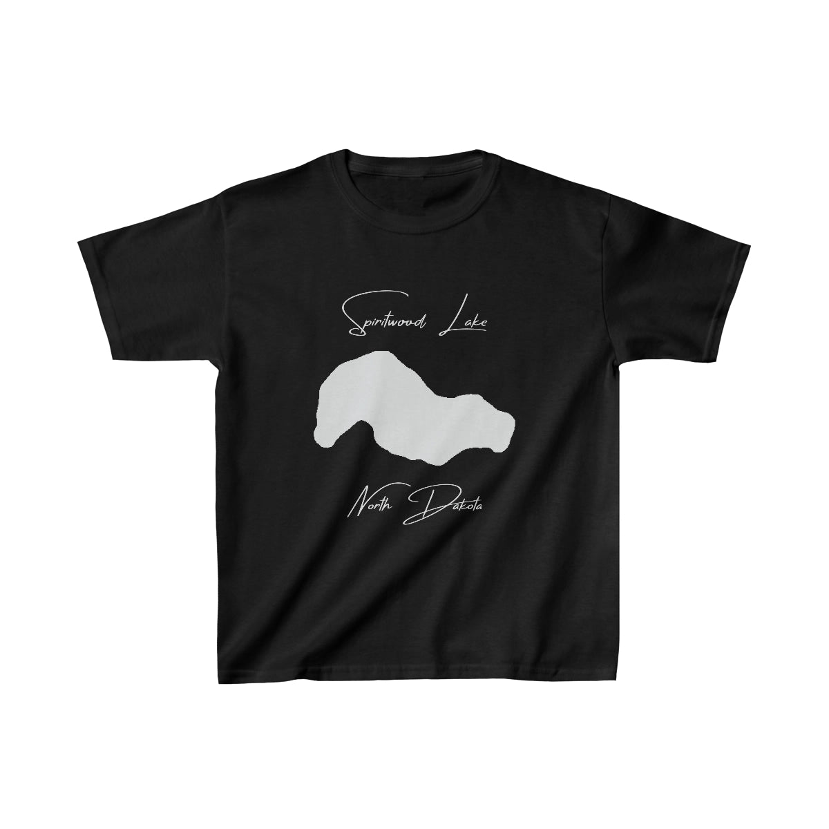North  Dakota  Spiritwood  Lake  Youth  T-shirt  front  position  view  from  front  black.webp