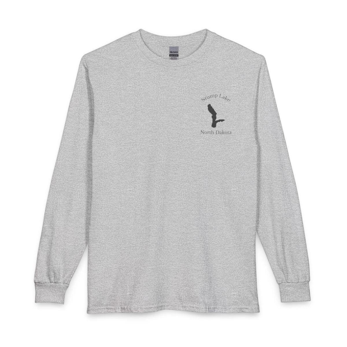 North  Dakota  Stump  Lake  Long  Sleeve  Fishing  T-shirt  front  position  view  from  front  sport  grey.webp