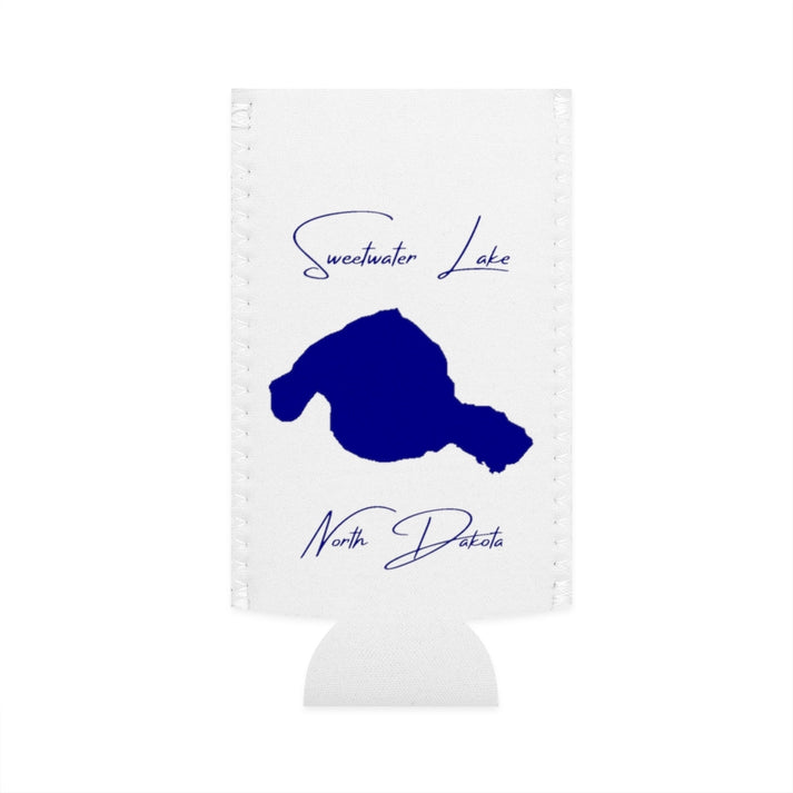 North  Dakota  Sweetwater  Lake  Slim  Can  Koozie  front  position  view  from  flat-front  white.webp