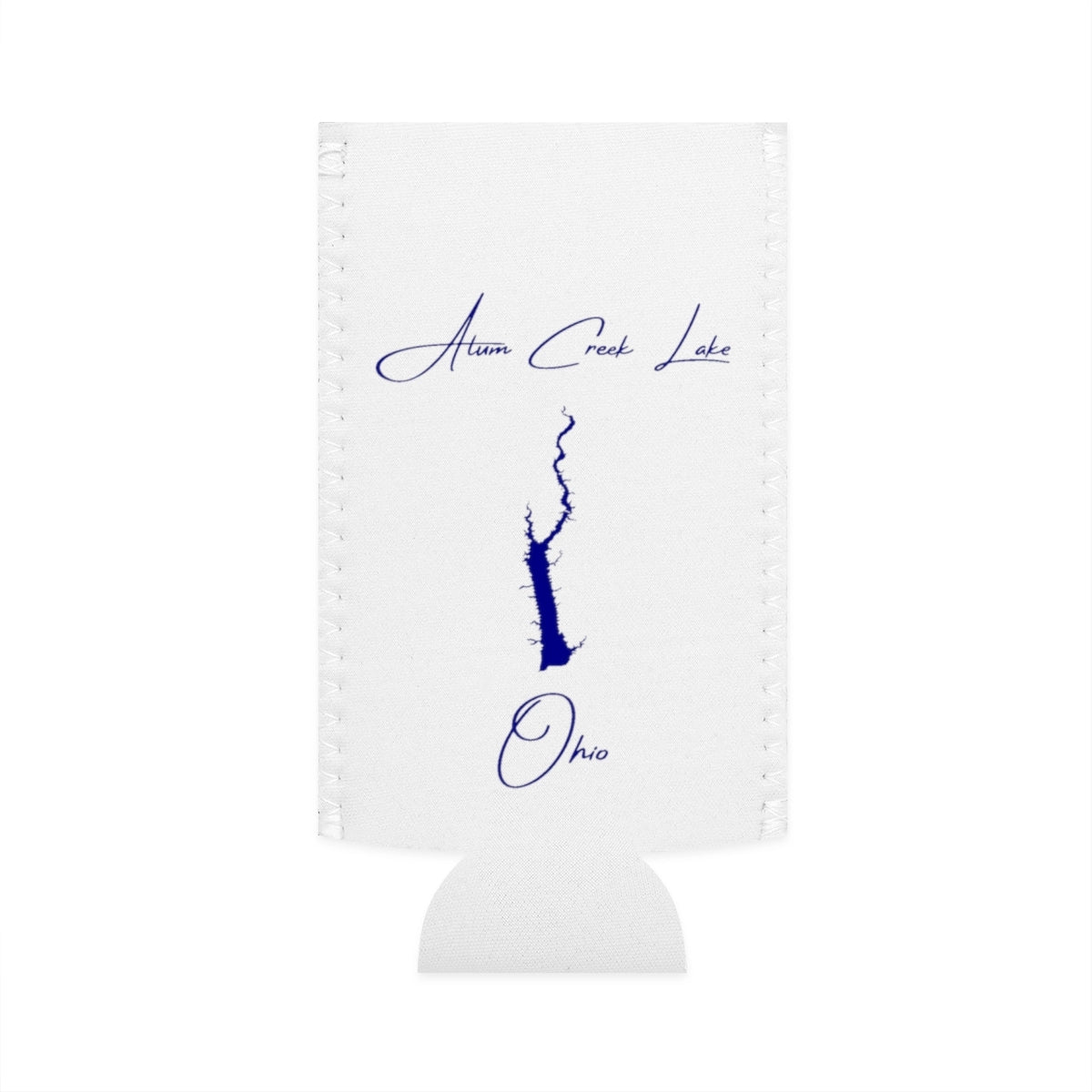 Ohio  Alum  Creek  Lake  Slim  Can  Koozie  front  position  view  from  flat-front  white.webp
