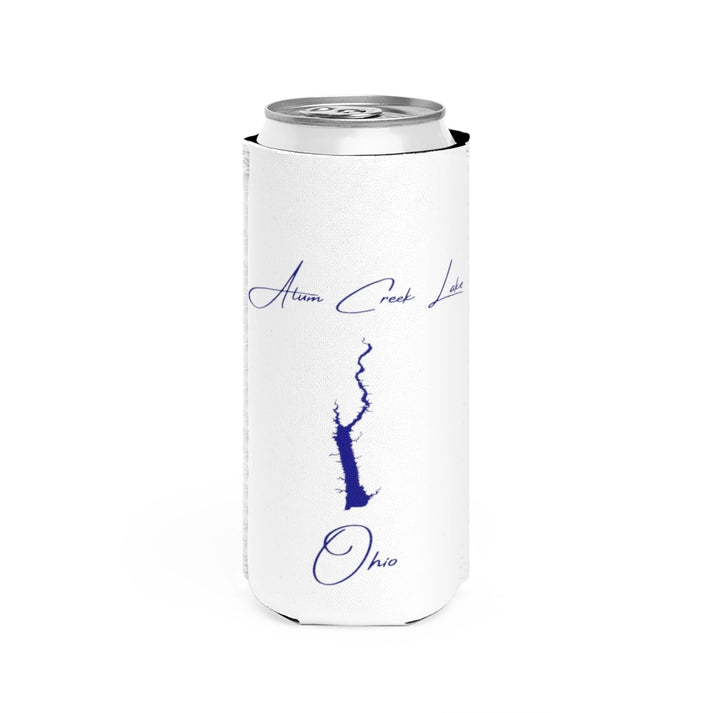 Ohio  Alum  Creek  Lake  Slim  Can  Koozie  front  position  view  from  front  white.webp
