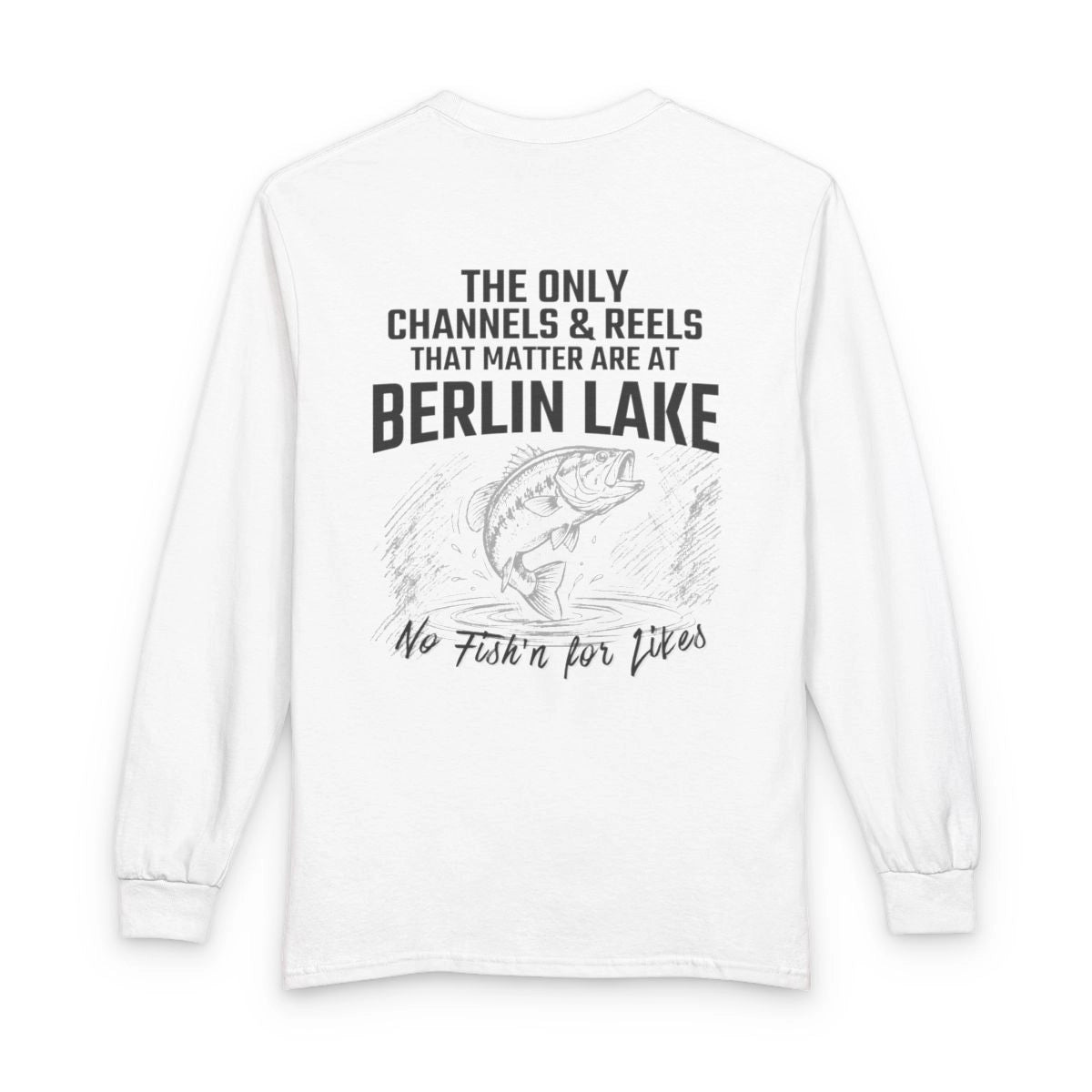 Ohio  Berlin  Lake  Long  Sleeve  Fishing  T-shirt  back  position  view  from  back  white.webp