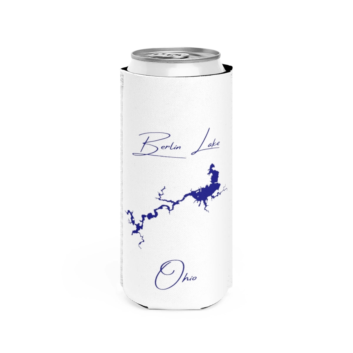 Ohio  Berlin  Lake  Slim  Can  Koozie  front  position  view  from  front  white.webp