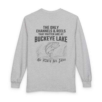 Ohio  Buckeye  Lake  Long  Sleeve  Fishing  T-shirt  back  position  view  from  back  sport  grey.webp