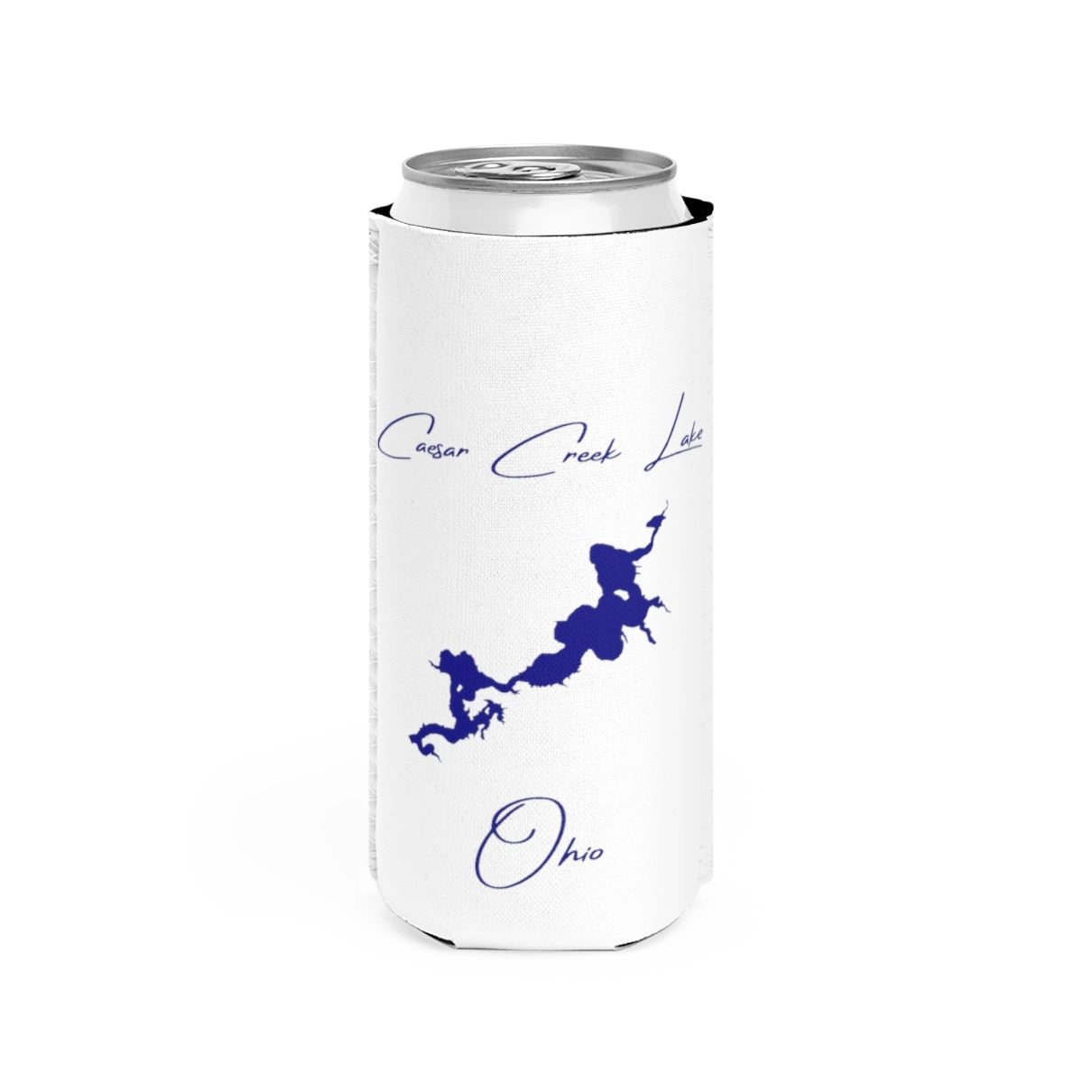 Ohio  Caesar  Creek  Lake  Slim  Can  Koozie  front  position  view  from  front  white.webp