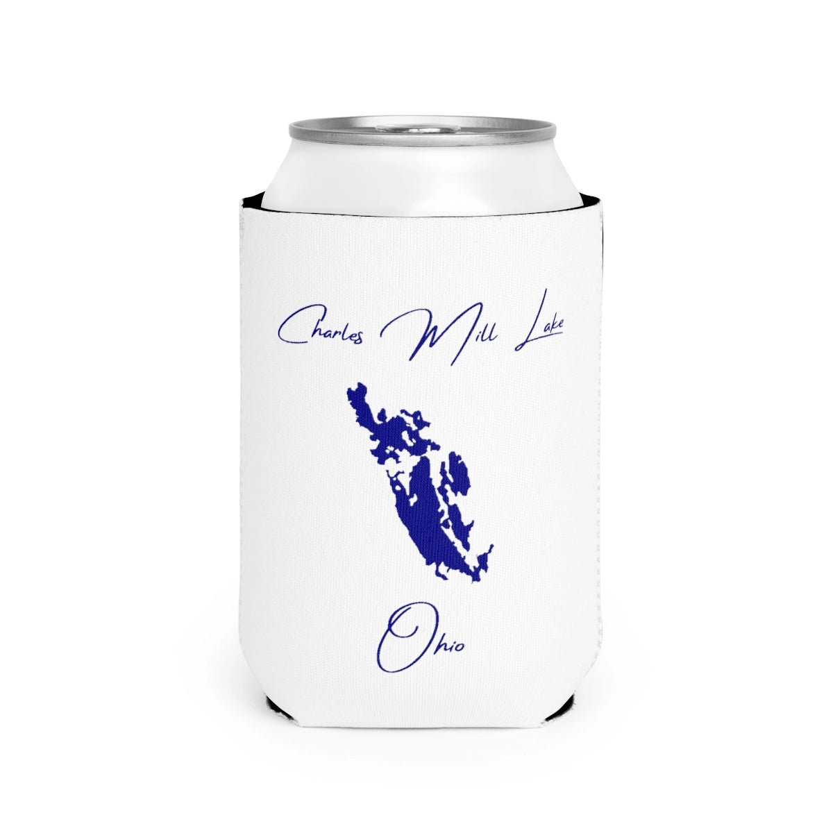 Ohio  Charles  Mill  Lake  Can  Koozie  front  position  view  from  front-2  white.webp