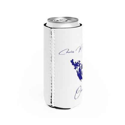 Ohio  Charles  Mill  Lake  Slim  Can  Koozie  all  position  view  from  right  white.webp