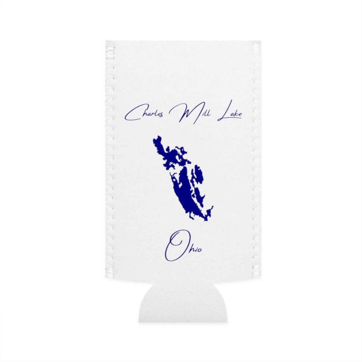 Ohio  Charles  Mill  Lake  Slim  Can  Koozie  front  position  view  from  flat-front  white.webp