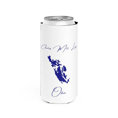 Ohio  Charles  Mill  Lake  Slim  Can  Koozie  front  position  view  from  front  white.webp