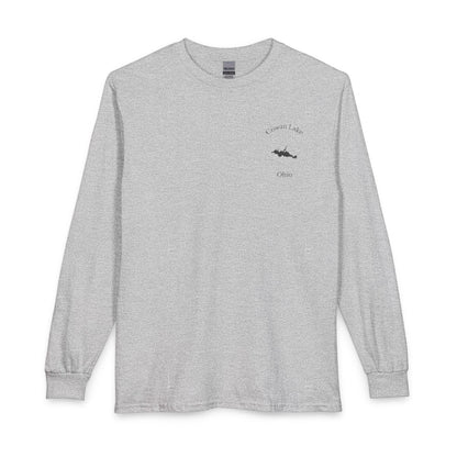 Ohio  Cowan  Lake  Long  Sleeve  Fishing  T-shirt  front  position  view  from  front  sport  grey.webp