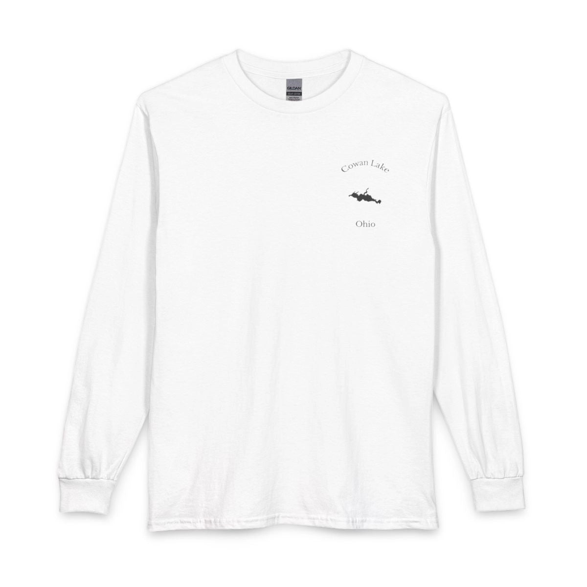 Ohio  Cowan  Lake  Long  Sleeve  Fishing  T-shirt  front  position  view  from  front  white.webp