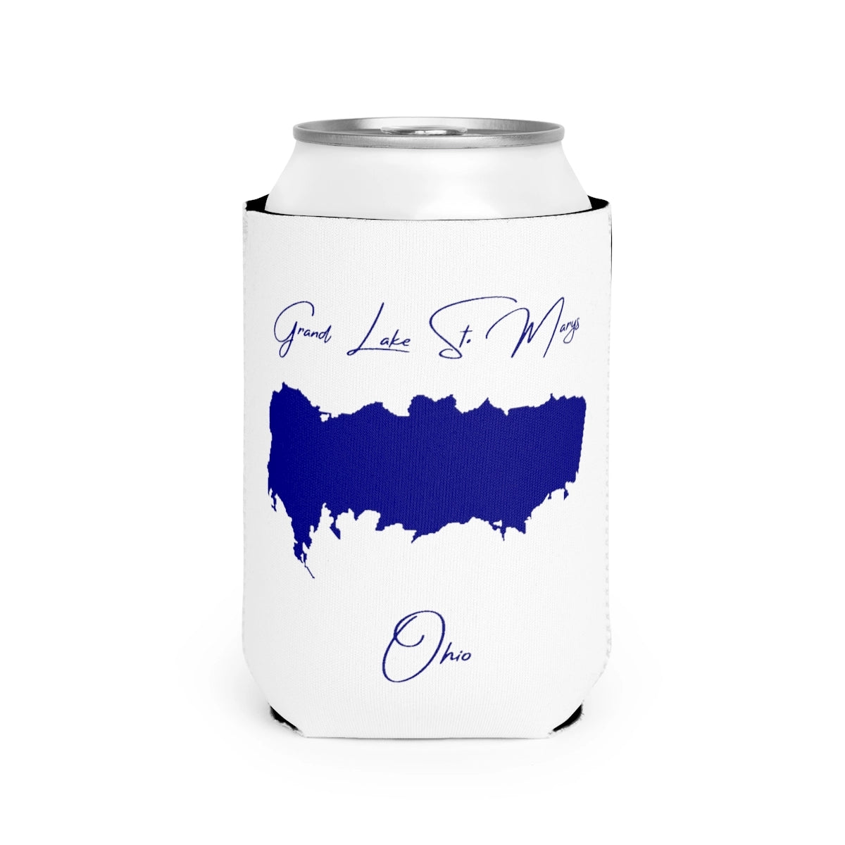 Ohio  Grand  Lake  St.  Marys  Can  Koozie  front  position  view  from  front-2  white.webp