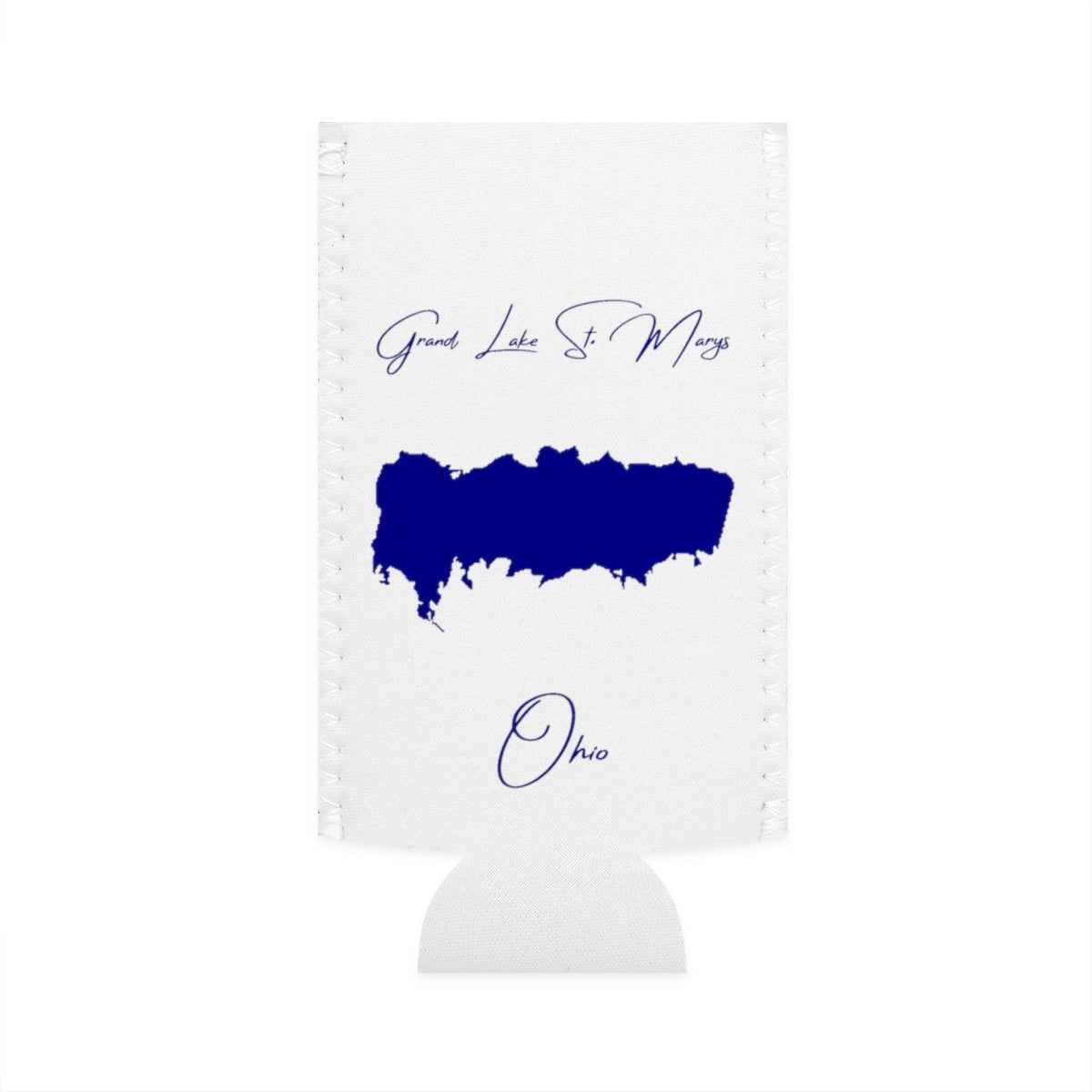 Ohio  Grand  Lake  St.  Marys  Slim  Can  Koozie  front  position  view  from  flat-front  white.webp