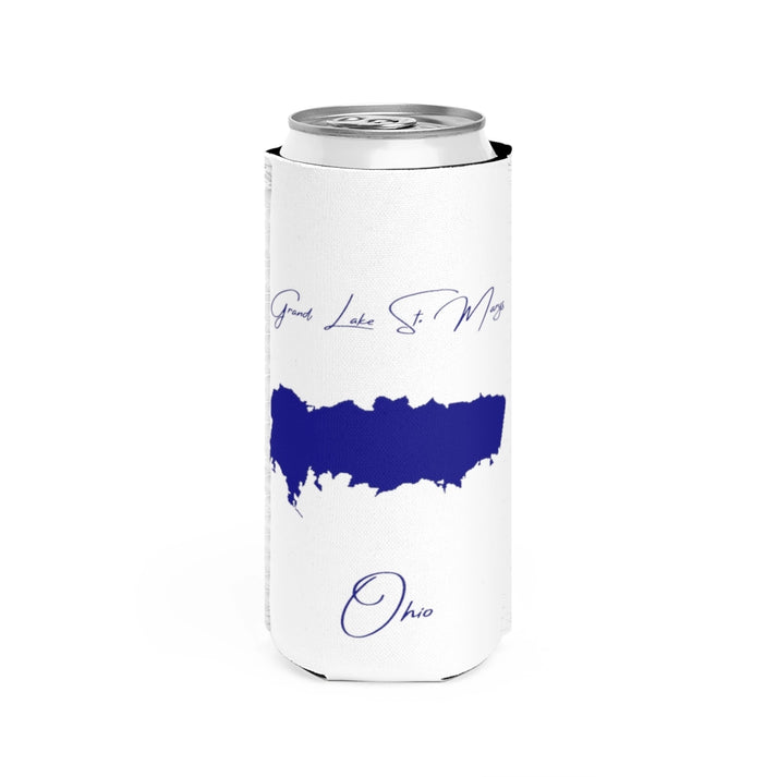 Ohio  Grand  Lake  St.  Marys  Slim  Can  Koozie  front  position  view  from  front  white.webp