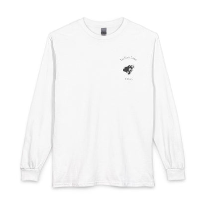 Ohio  Indian  Lake  Long  Sleeve  Fishing  T-shirt  front  position  view  from  front  white.webp