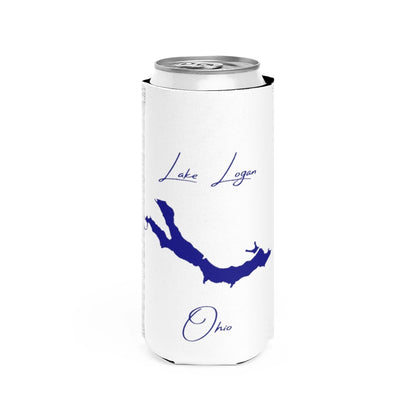 Ohio  Lake  Logan  Slim  Can  Koozie  front  position  view  from  front  white.webp
