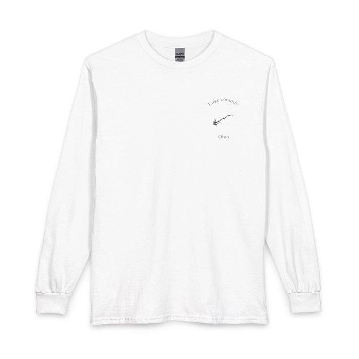 Ohio  Lake  Loramie  Long  Sleeve  Fishing  T-shirt  front  position  view  from  front  white.webp