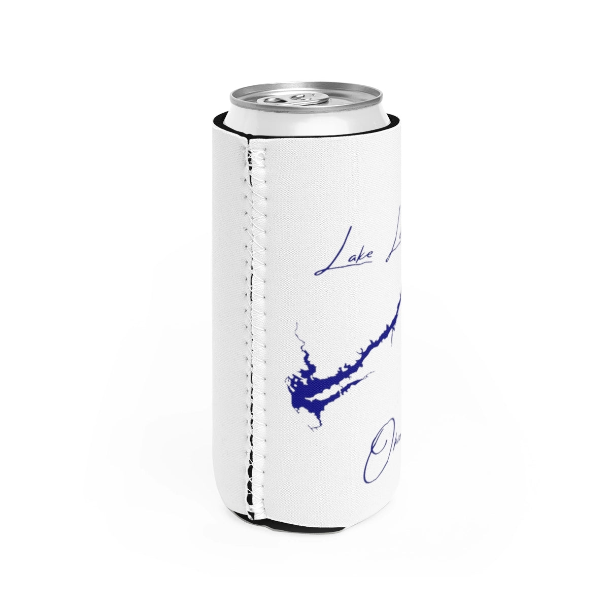 Ohio  Lake  Loramie  Slim  Can  Koozie  all  position  view  from  right  white.webp
