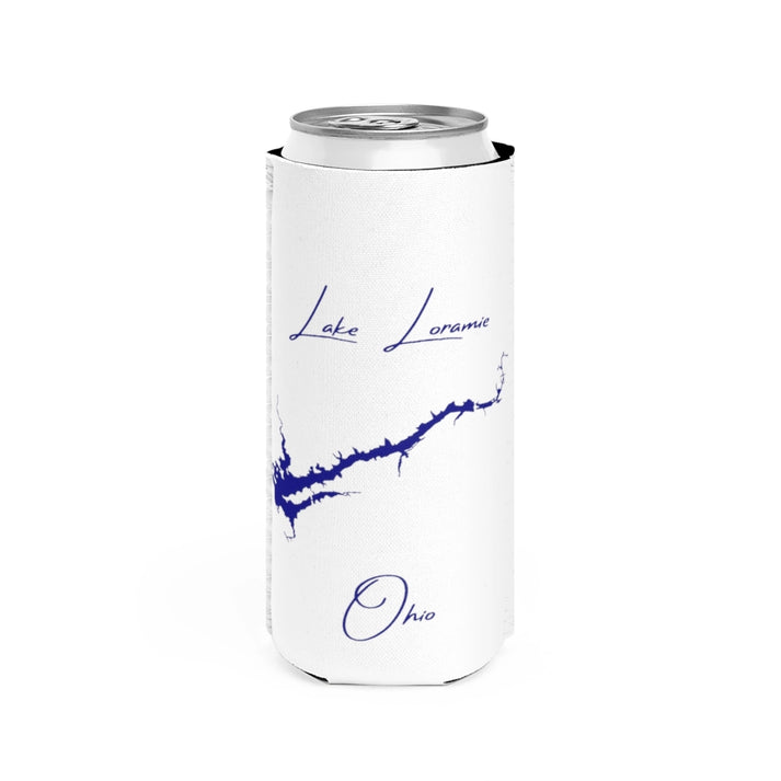 Ohio  Lake  Loramie  Slim  Can  Koozie  front  position  view  from  front  white.webp