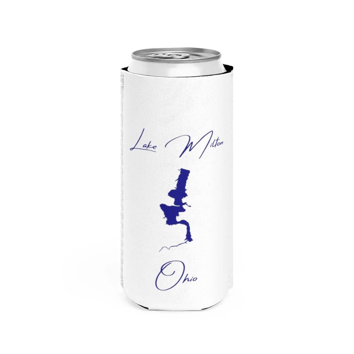Ohio  Lake  Milton  Slim  Can  Koozie  front  position  view  from  front  white.webp