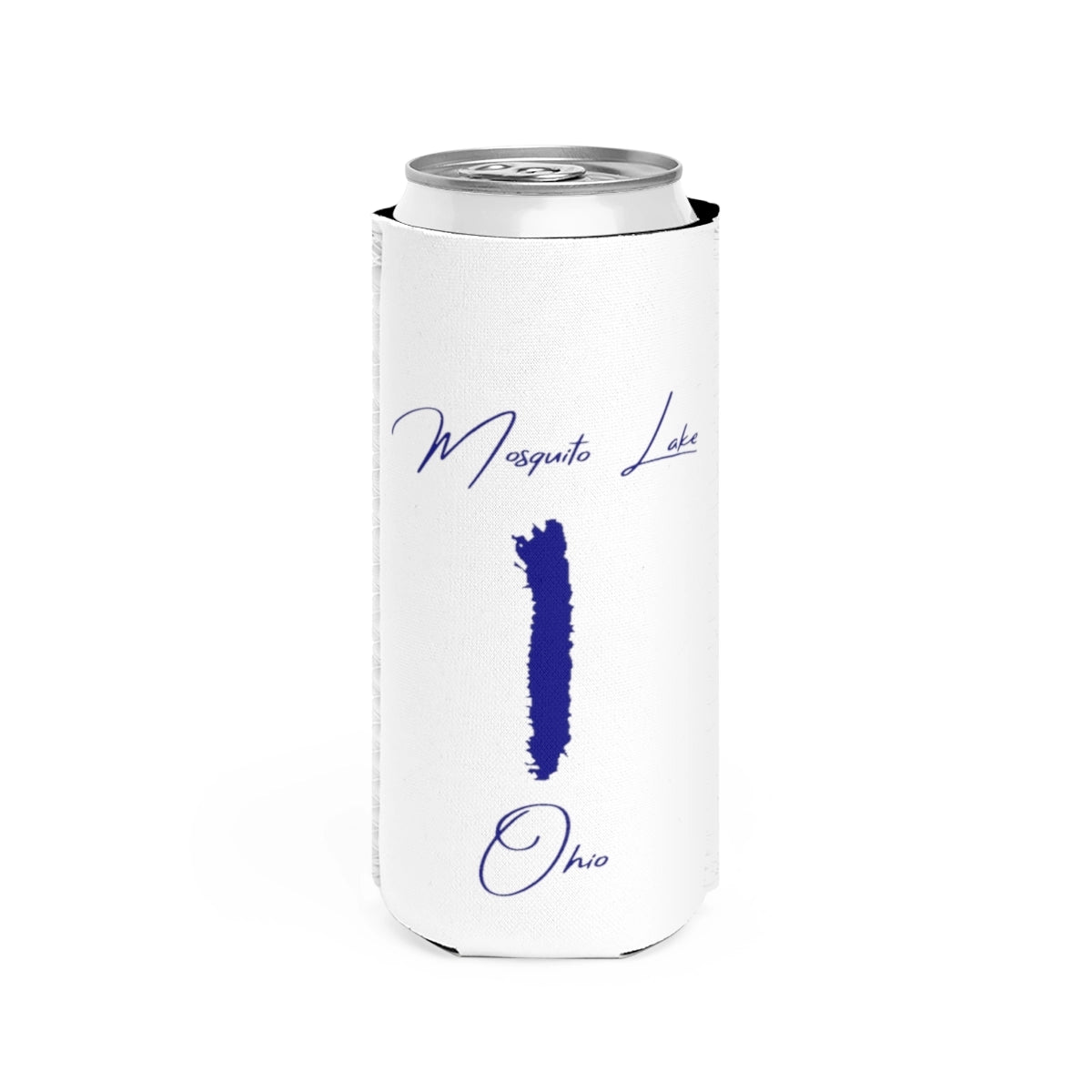 Ohio  Mosquito  Lake  Slim  Can  Koozie  front  position  view  from  front  white.webp