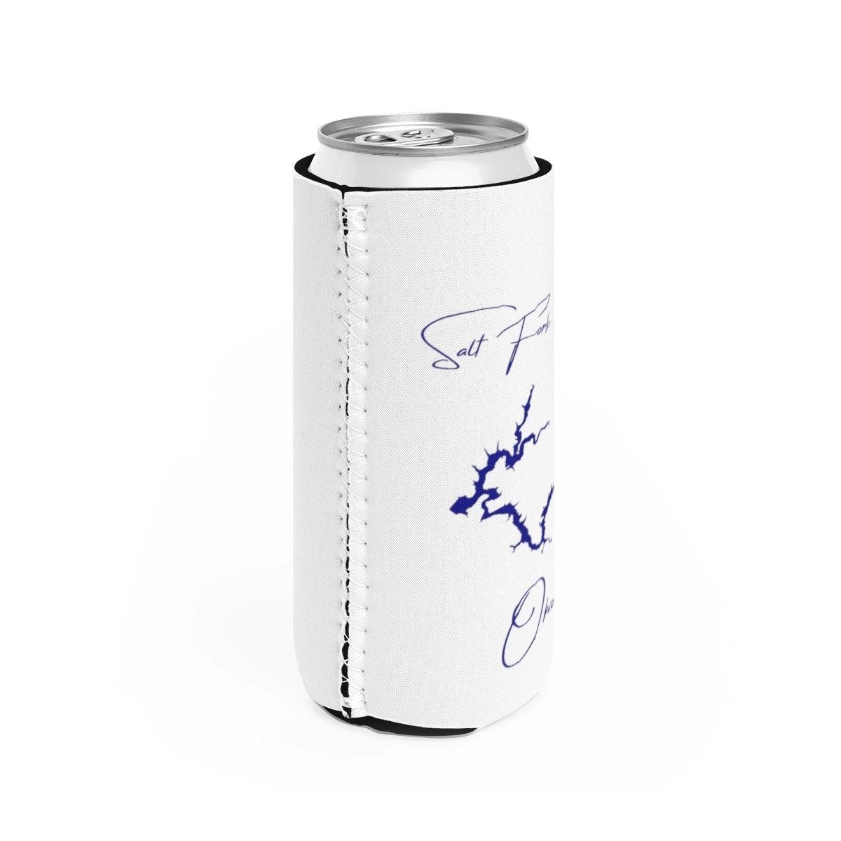 Ohio  Salt  Fork  Lake  Slim  Can  Koozie  all  position  view  from  right  white.webp
