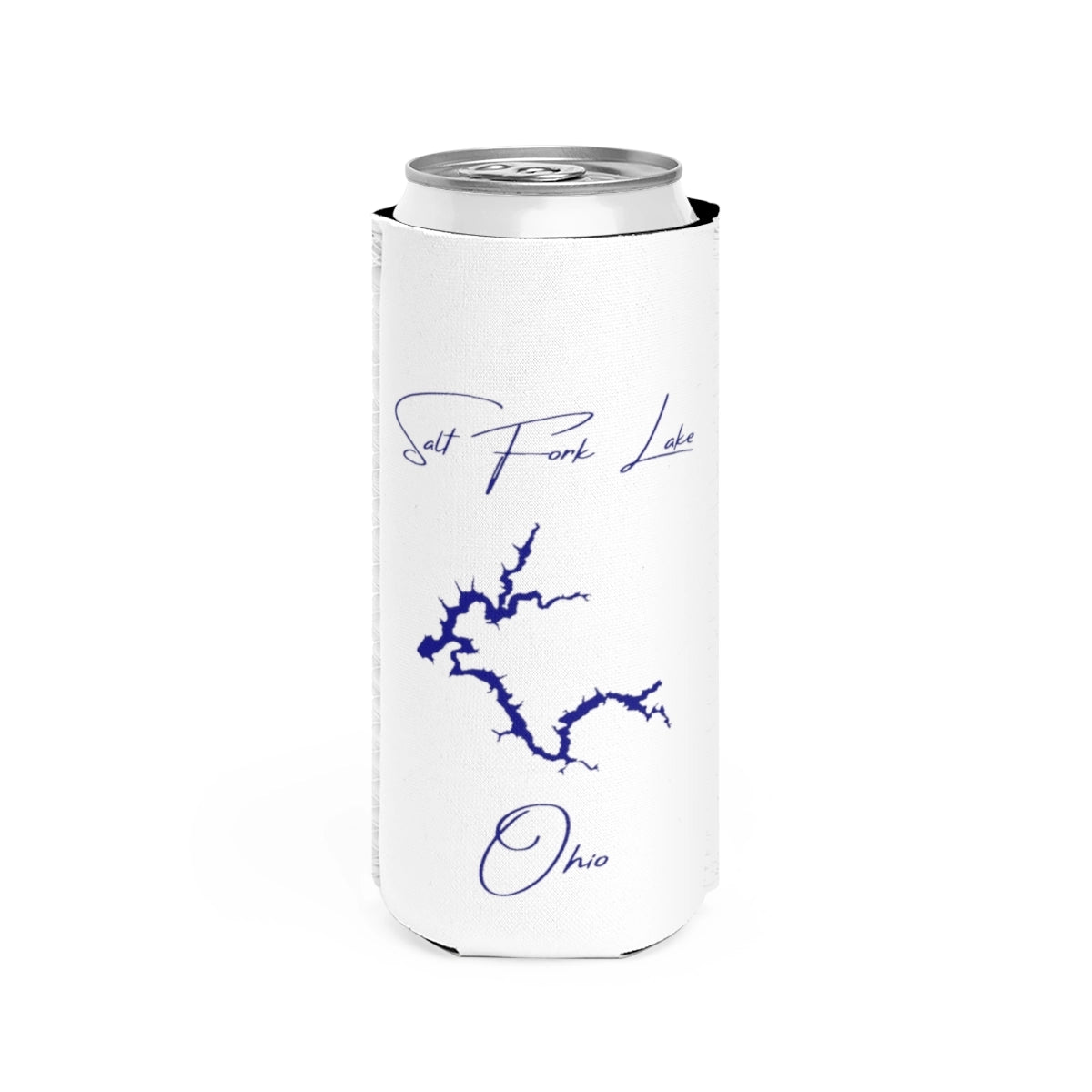 Ohio  Salt  Fork  Lake  Slim  Can  Koozie  front  position  view  from  front  white.webp