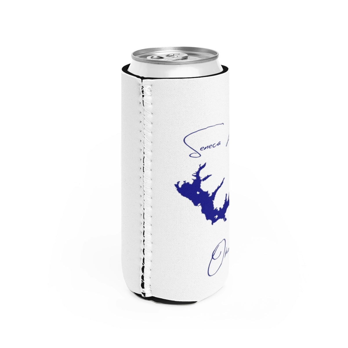 Ohio  Seneca  Lake  Slim  Can  Koozie  all  position  view  from  right  white.webp