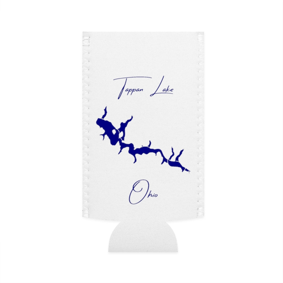 Ohio  Tappan  Lake  Slim  Can  Koozie  front  position  view  from  flat-front  white.webp
