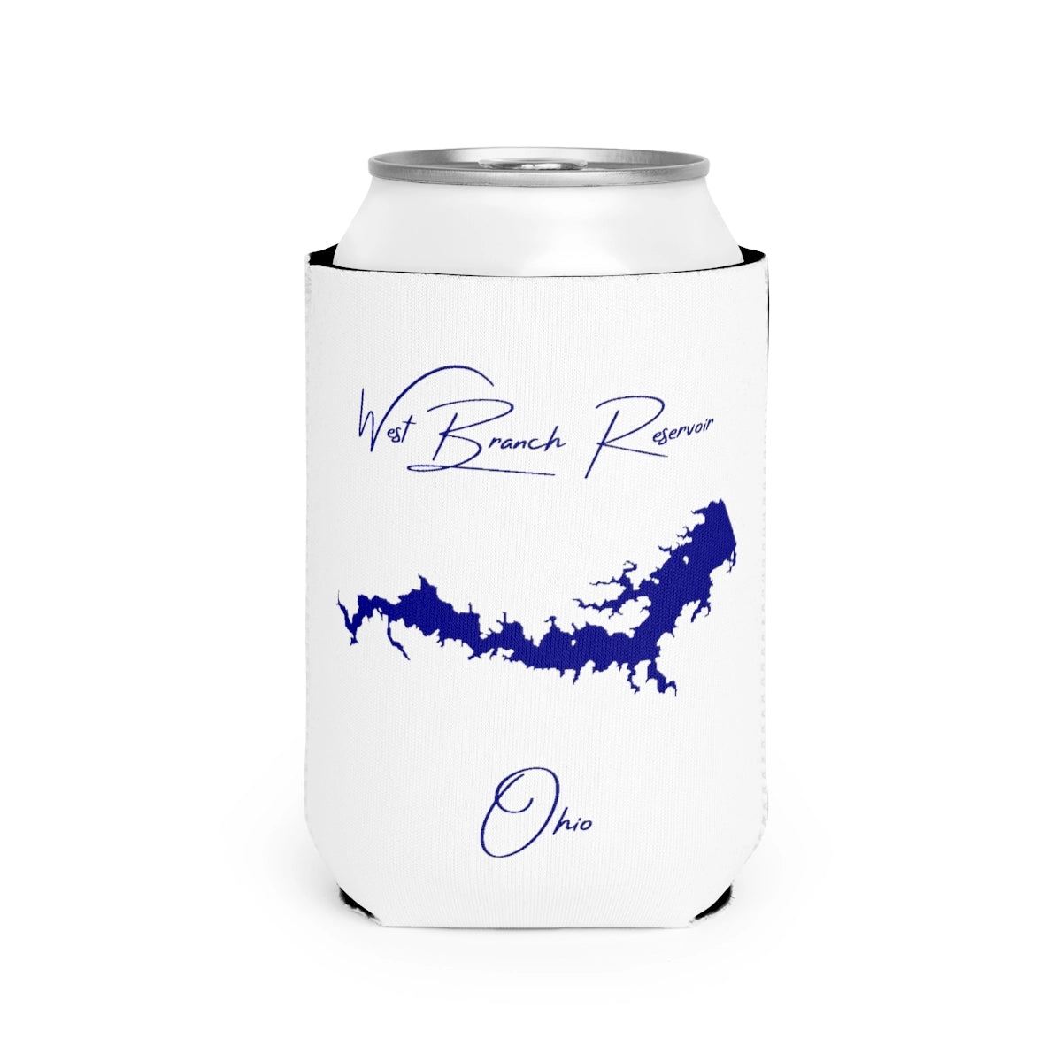 Ohio  West  Branch  Reservoir  Can  Koozie  front  position  view  from  front-2  white.webp