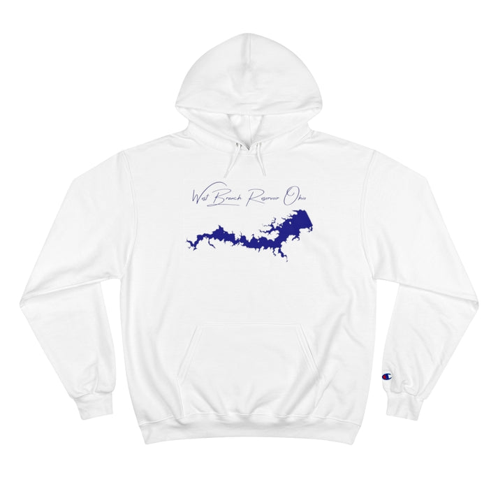 Ohio  West  Branch  Reservoir  Hoodie  front  position  view  from  front  white.webp