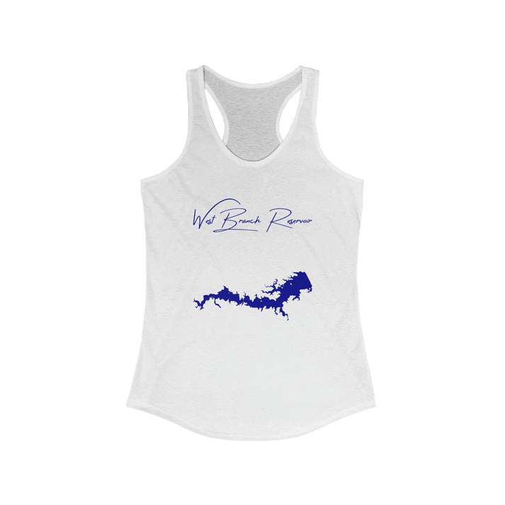 Ohio  West  Branch  Reservoir  Racerback-Tank  front  position  view  from  front  solid  white.webp