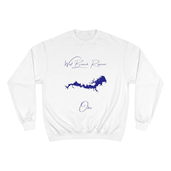 Ohio  West  Branch  Reservoir  Sweatshirt  front  position  view  from  front  white.webp