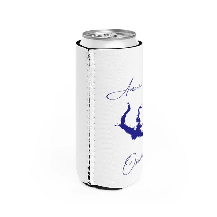 Oklahoma  Arbuckle  Lake  Slim  Can  Koozie  all  position  view  from  right  white.webp