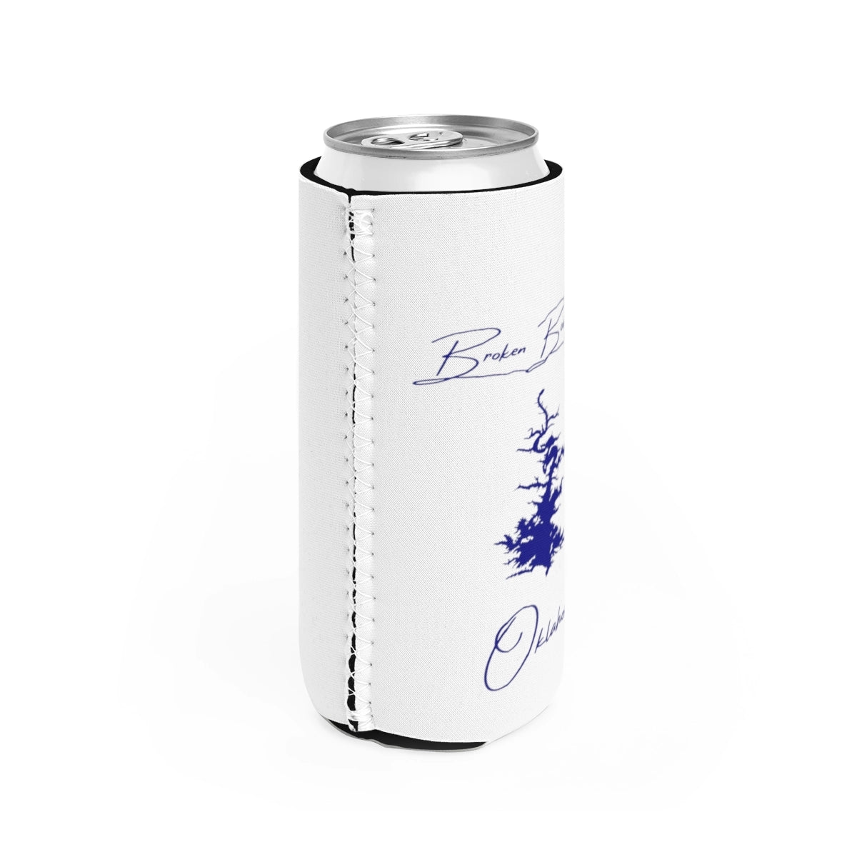 Oklahoma  Broken  Bow  Lake  Slim  Can  Koozie  all  position  view  from  right  white.webp