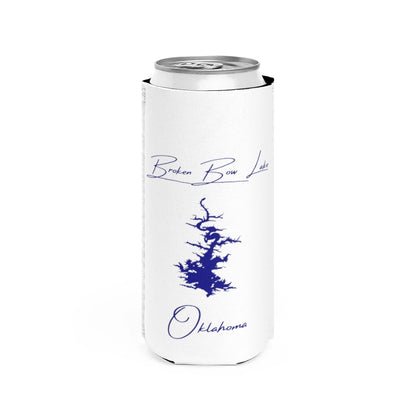 Oklahoma  Broken  Bow  Lake  Slim  Can  Koozie  front  position  view  from  front  white.webp