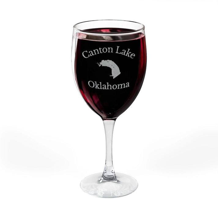 Oklahoma  Canton  Lake  Engraved  Wine  Glass  other  position  view  from  front-full  10.5oz.webp