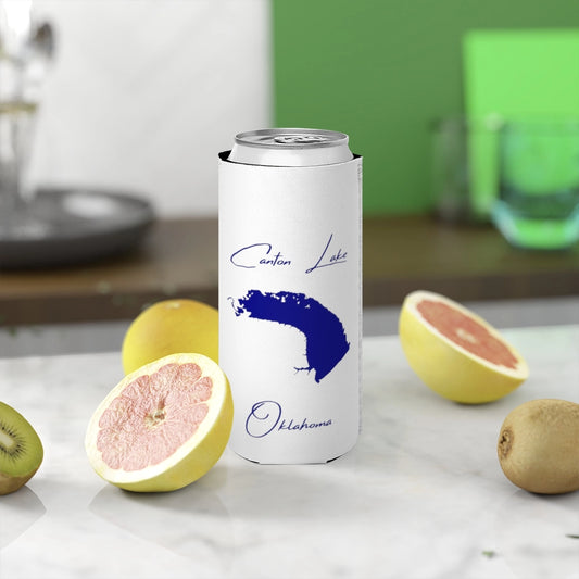 Oklahoma  Canton  Lake  Slim  Can  Koozie  front  position  view  from  context-2  white.webp