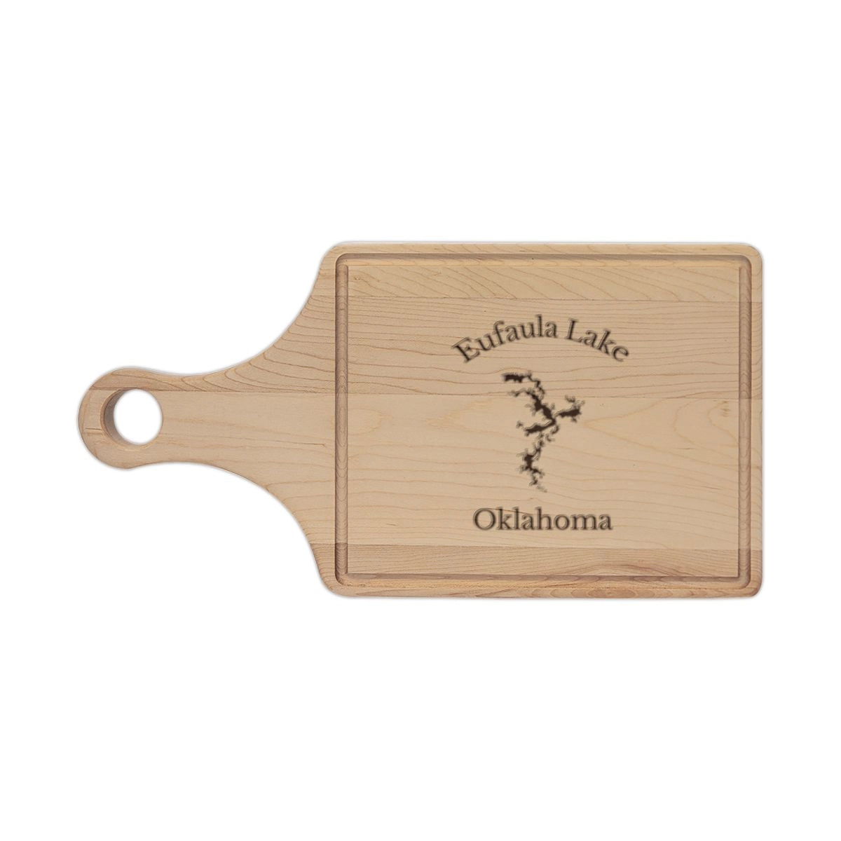 Oklahoma  Eufaula  Lake  Engraved  Cutting  Board  front  position  view  from  front  maple.webp