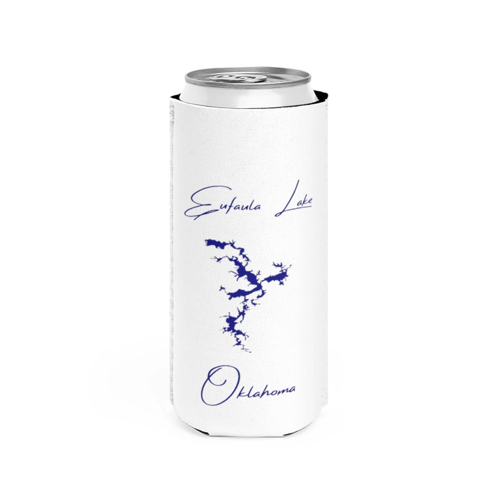 Oklahoma  Eufaula  Lake  Slim  Can  Koozie  front  position  view  from  front  white.webp