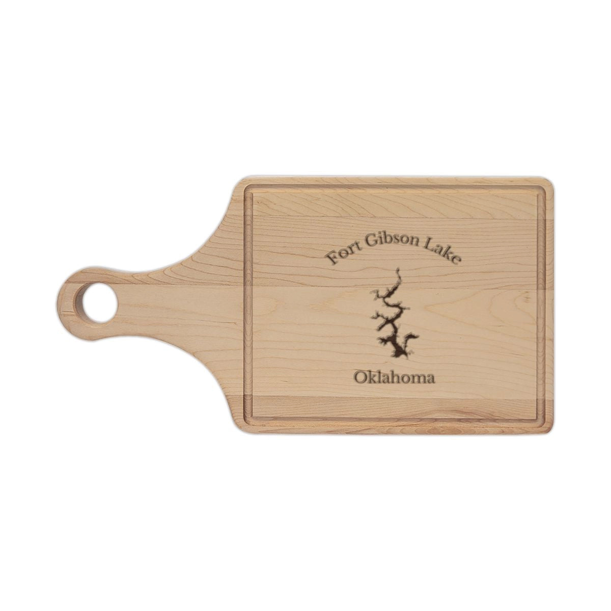 Oklahoma  Fort  Gibson  Lake  Engraved  Cutting  Board  front  position  view  from  front  maple.webp