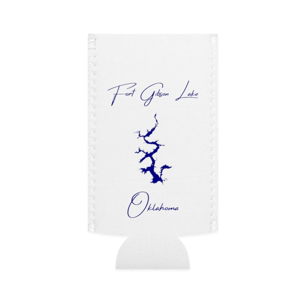 Oklahoma  Fort  Gibson  Lake  Slim  Can  Koozie  front  position  view  from  flat-front  white.webp