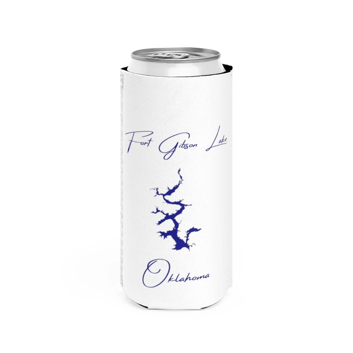 Oklahoma  Fort  Gibson  Lake  Slim  Can  Koozie  front  position  view  from  front  white.webp