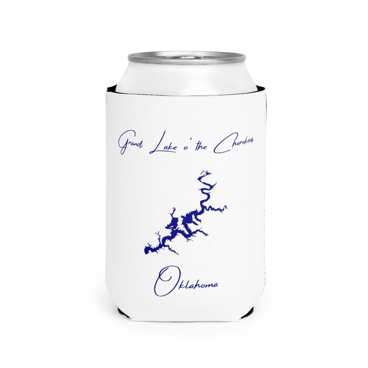 Oklahoma  Grand  Lake  o'  the  Cherokees  Can  Koozie  front  position  view  from  front-2  white.webp
