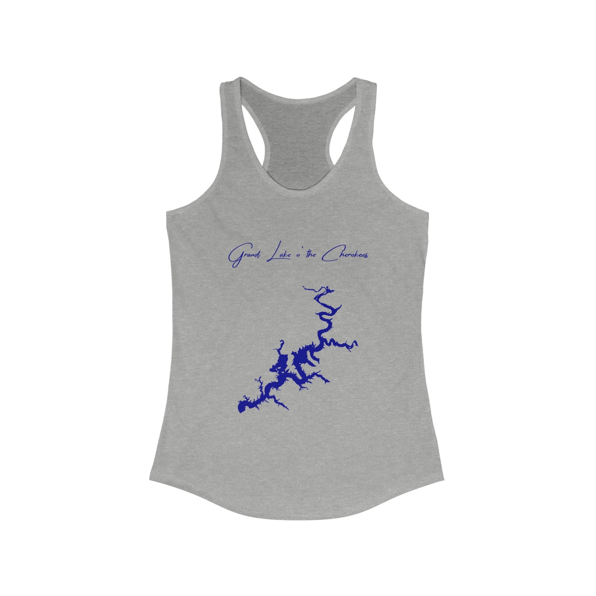 Oklahoma  Grand  Lake  o'  the  Cherokees  Racerback-Tank  front  position  view  from  front  heather  grey.webp