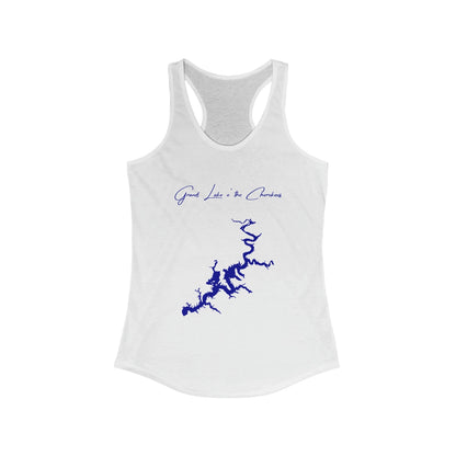 Oklahoma  Grand  Lake  o'  the  Cherokees  Racerback-Tank  front  position  view  from  front  solid  white.webp