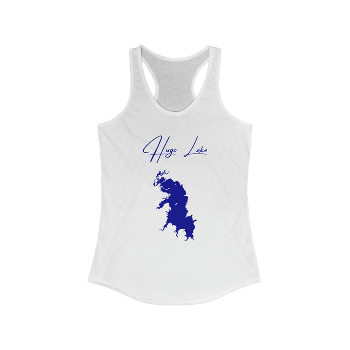 Oklahoma  Hugo  Lake  Racerback-Tank  front  position  view  from  front  solid  white.webp