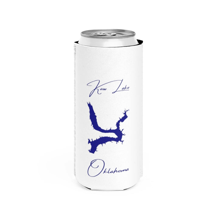 Oklahoma  Kaw  Lake  Slim  Can  Koozie  front  position  view  from  front  white.webp