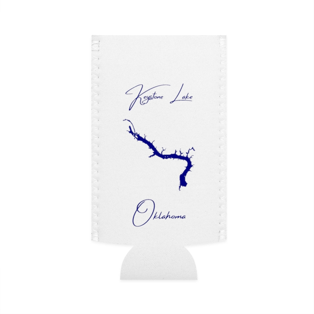 Oklahoma  Keystone  Lake  Slim  Can  Koozie  front  position  view  from  flat-front  white.webp