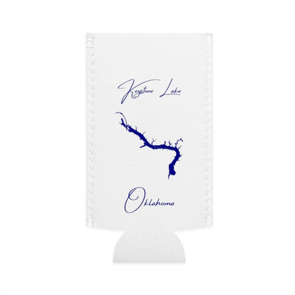 Oklahoma  Keystone  Lake  Slim  Can  Koozie  front  position  view  from  flat-front  white.webp
